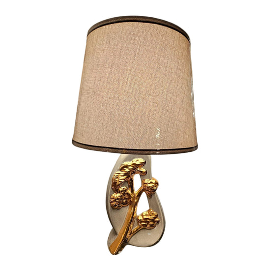 Sculptural Ceramic Table Lamp with Textured Shade