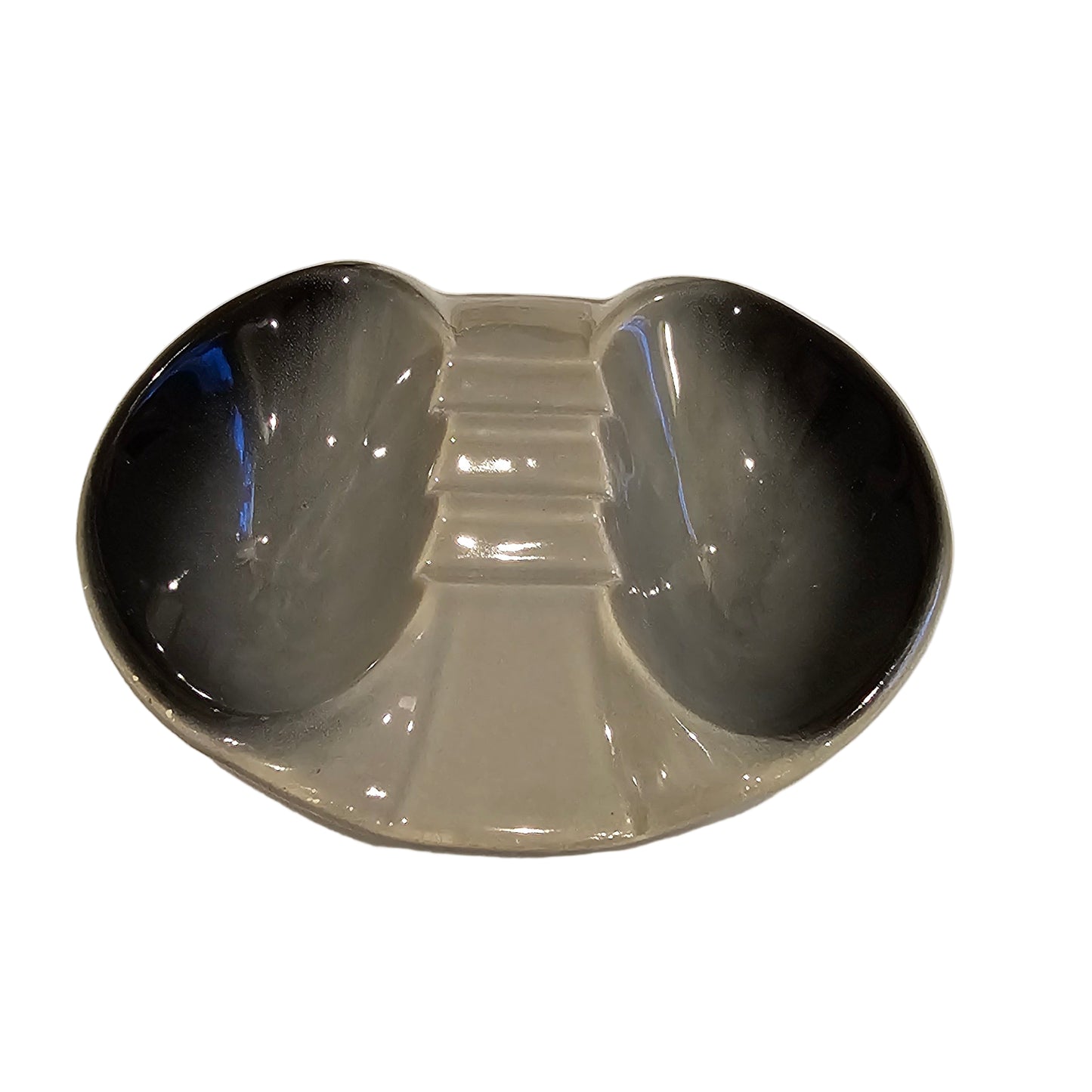 Vintage Gray Black Ceramic Ashtray