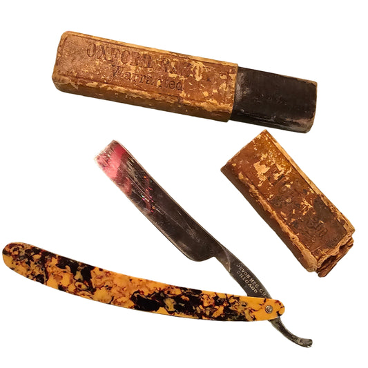 Vintage Marbled Straight Razor Set