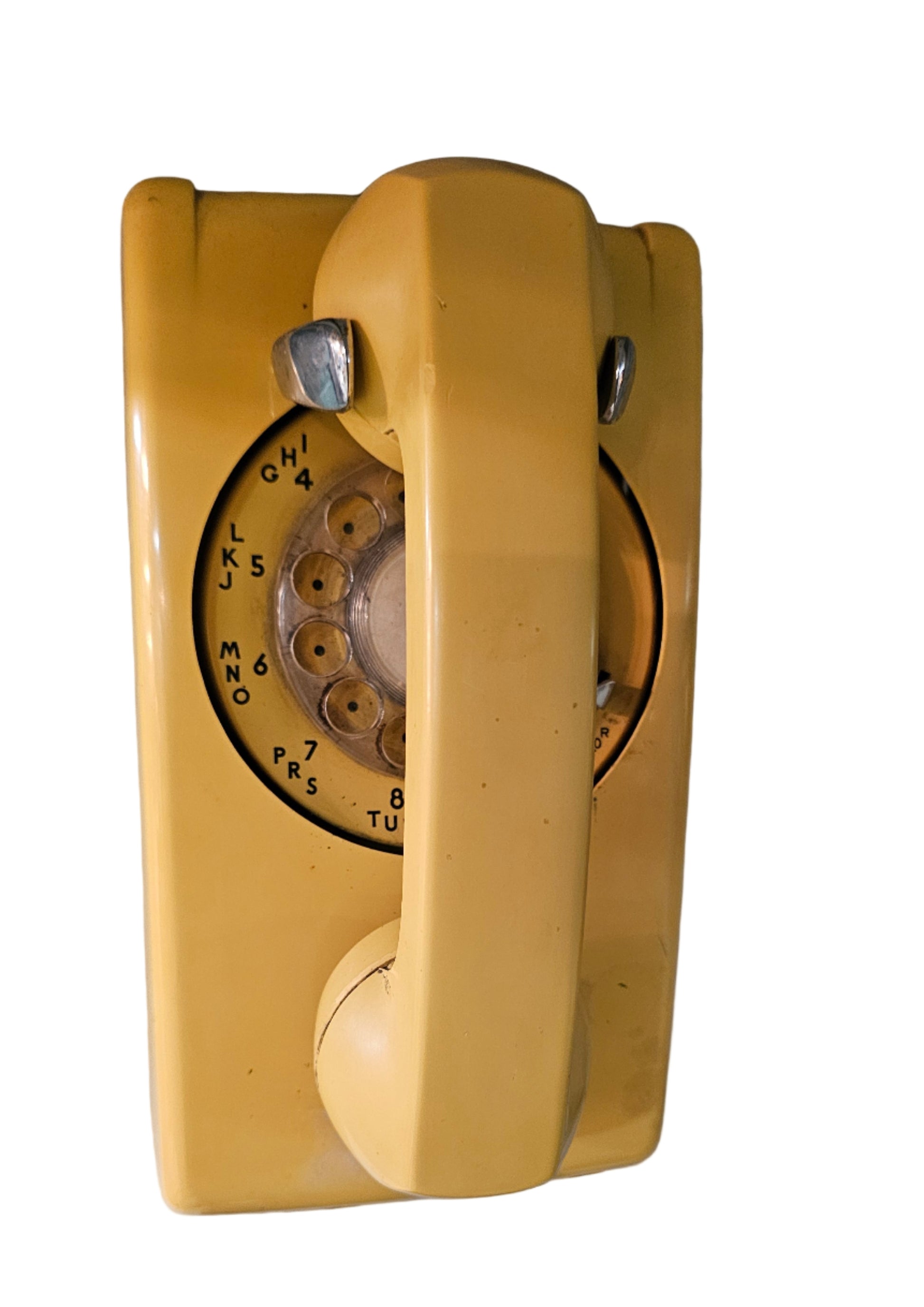 Yellow Wall-Mounted Rotary Telephone — Retro Sunshine Statement Piece