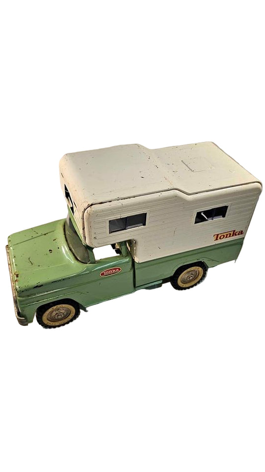 Tonka Toy Camper Pick-Up Truck – 1965 Vintage Metal Toy Vehicle