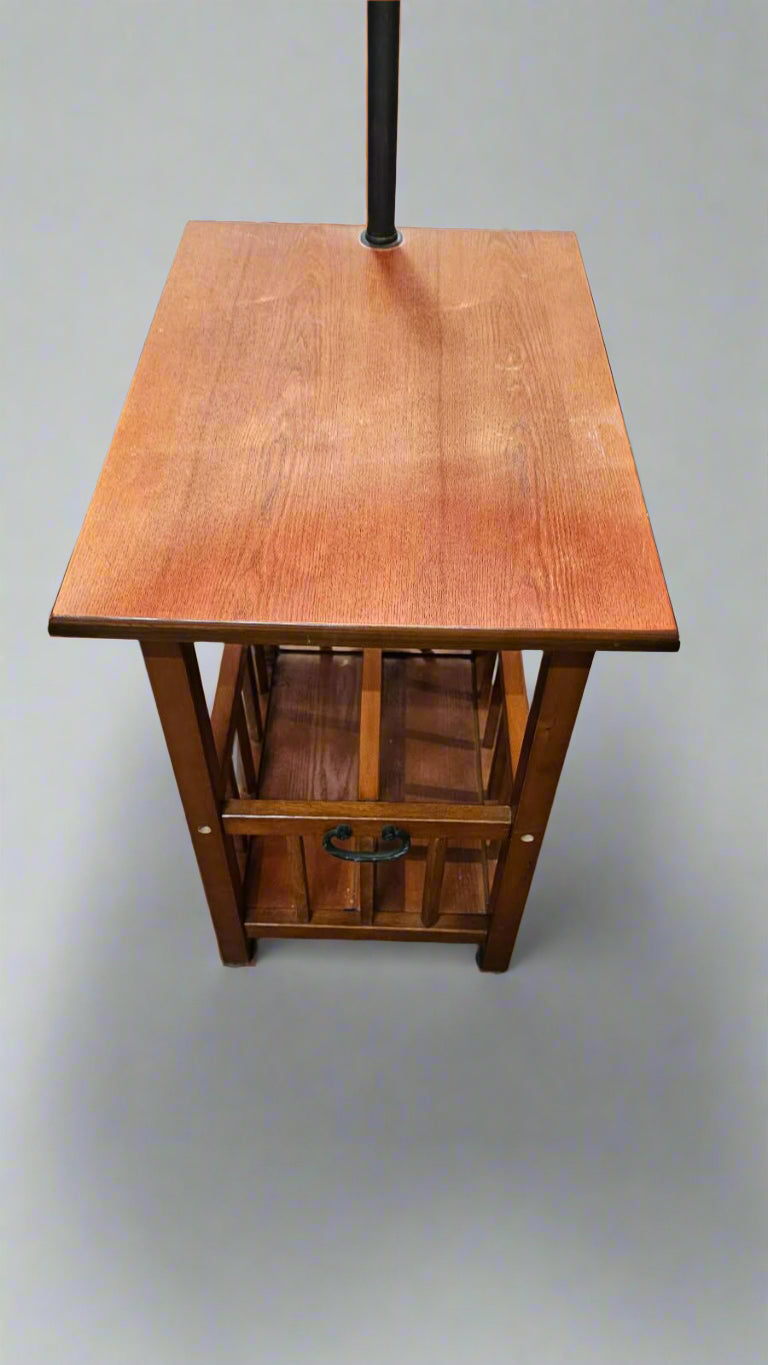 Magazine Rack Lamp Table Pole Lamp with Magazine Rack Table – Vintage Combo Light & Side Table ...