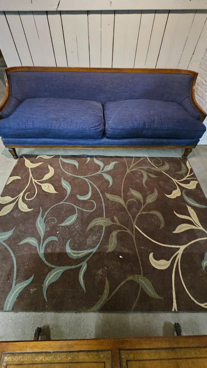 Cobalt Blue Couch with Wood Frame