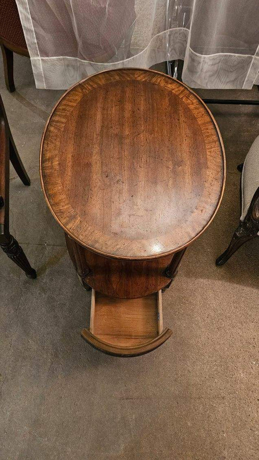 Oval Mahogony Lamp Table with Drawer and Writing Slab