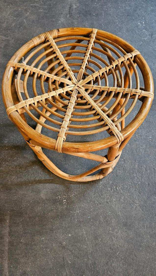 Bamboo Circular Table – Vintage Stout Rattan Accent or Coffee Table