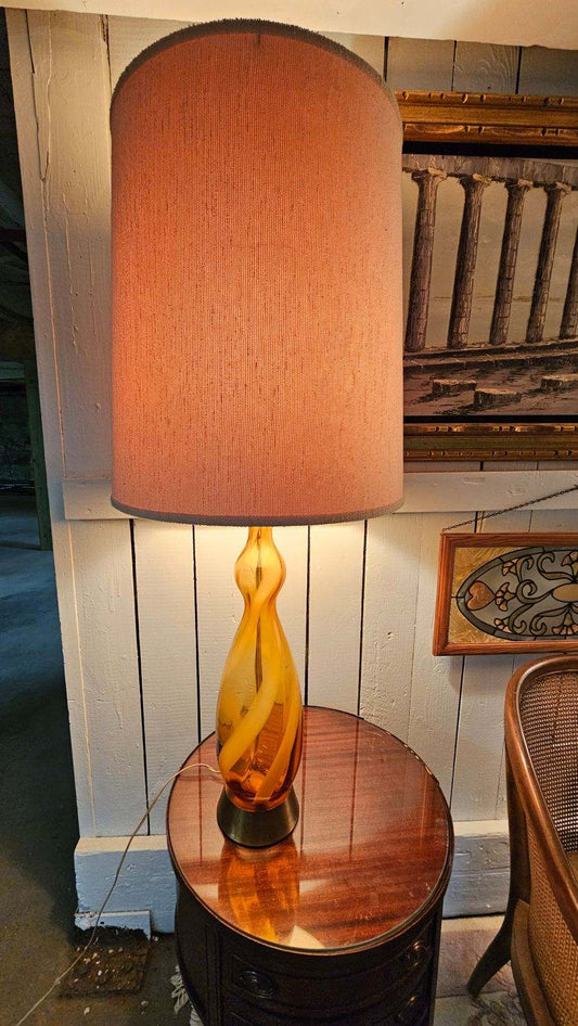 Murano Swirled Yellow Glass Table Lamp