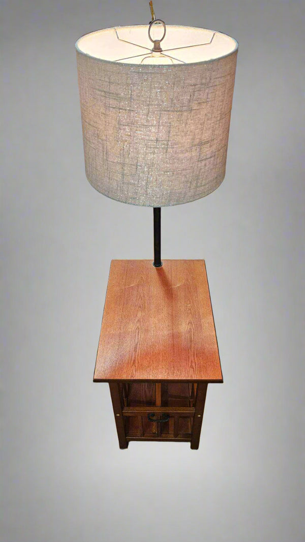 Magazine Rack Lamp Table Pole Lamp with Magazine Rack Table – Vintage Combo Light & Side Table ...