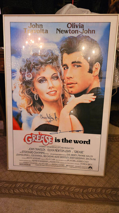 Signed, Framed Vintage Grease Poster