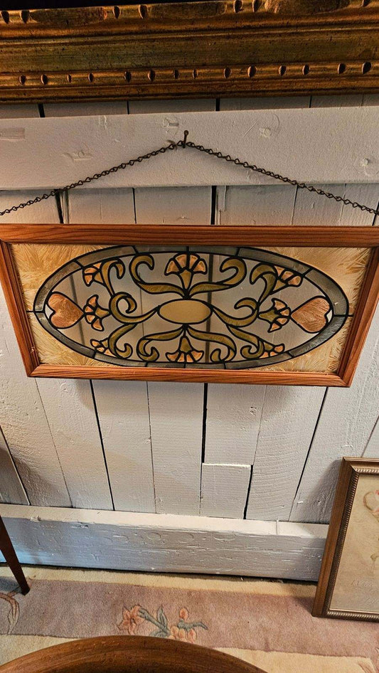 Stained Glass Hanging – Vintage Ornamental Window Art with Chain (ORD Design)