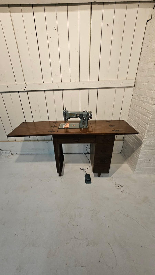 1950s Japanese Sewing Machine and Desk (Replication of Singer Style)