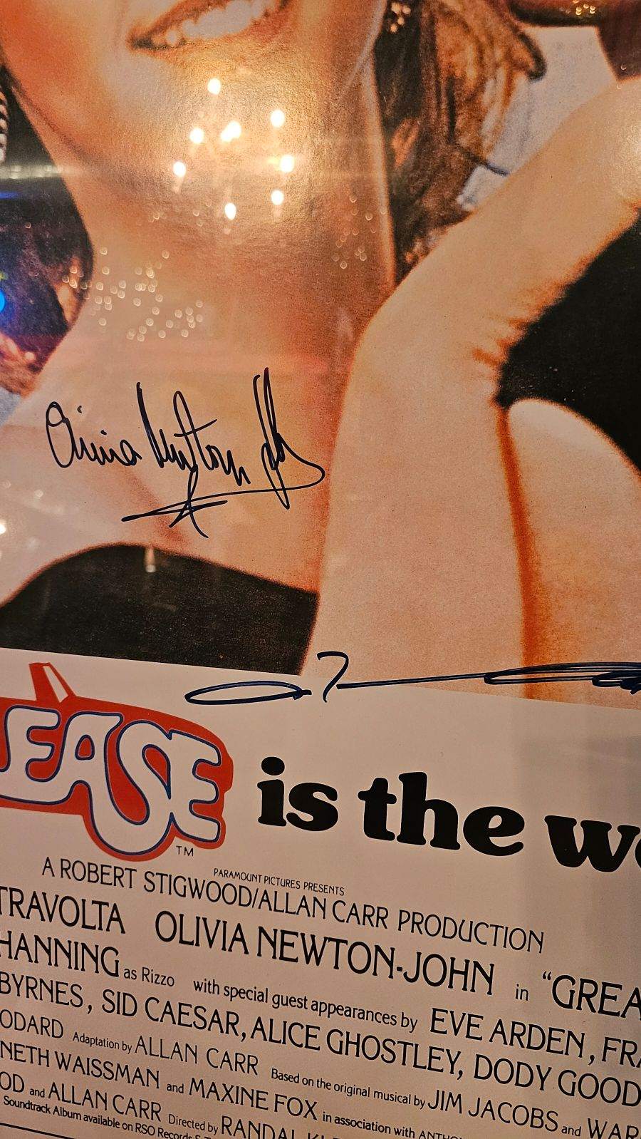 Signed, Framed Vintage Grease Poster