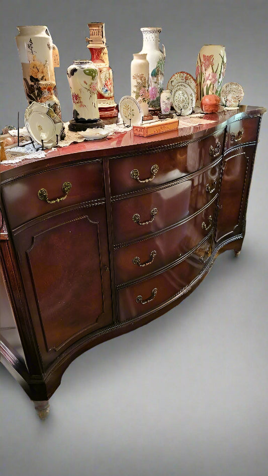 Cherry Wood Buffet – Vintage Sideboard with Six Drawers & Two Cabinet