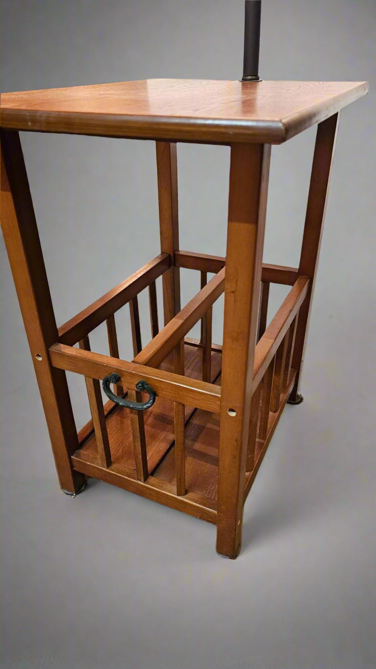 Magazine Rack Lamp Table Pole Lamp with Magazine Rack Table – Vintage Combo Light & Side Table ...