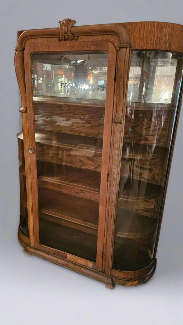 Glass Display Case – Antique Wooden Showcase Cabinet – Beyond Grandmas ...