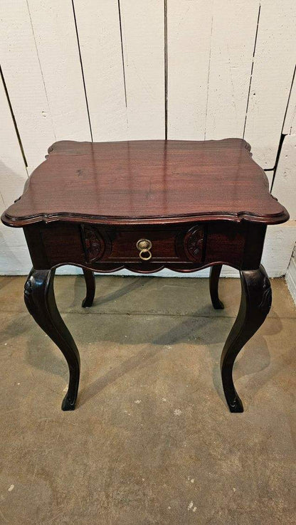Scalloped Top Antique Side Tables with Drawer