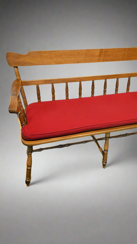 Wooden Bench with Cushion – Vintage Maple Classic Entryway or Dining Seating