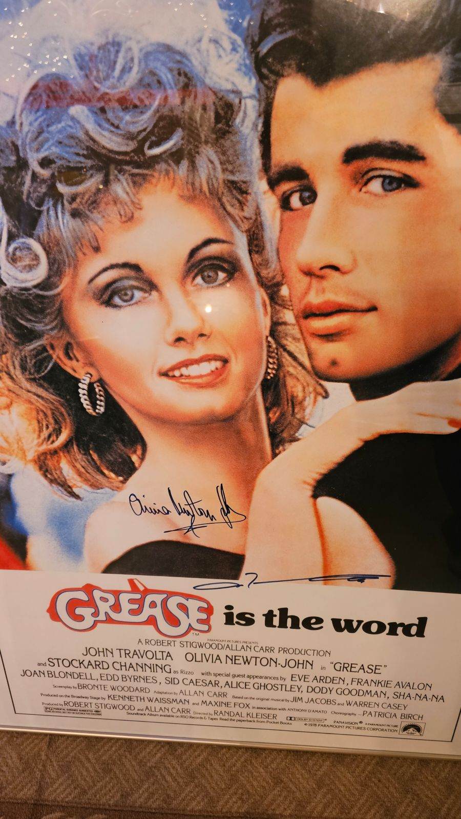 Signed, Framed Vintage Grease Poster