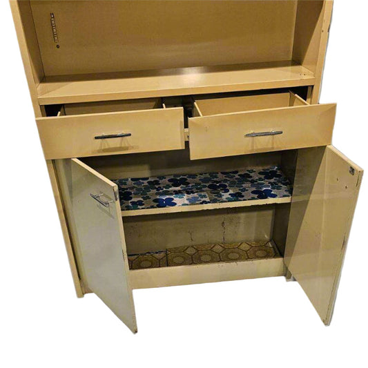 Harvest Gold Metal Enamel Storage Cabinet – Vintage Mid-Century Kitchen or Utility Cupboard