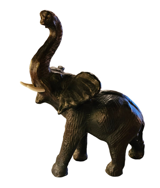 Leather-Wrapped Elephant Sculpture