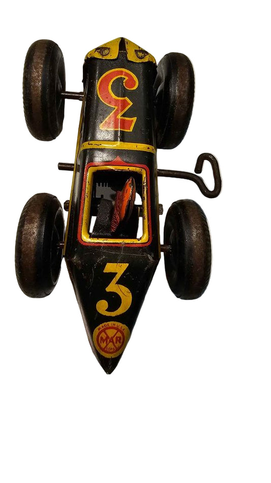 1940s Marx Toy Racer – Vintage Wind-Up Tin Car Collectible with Original Paint