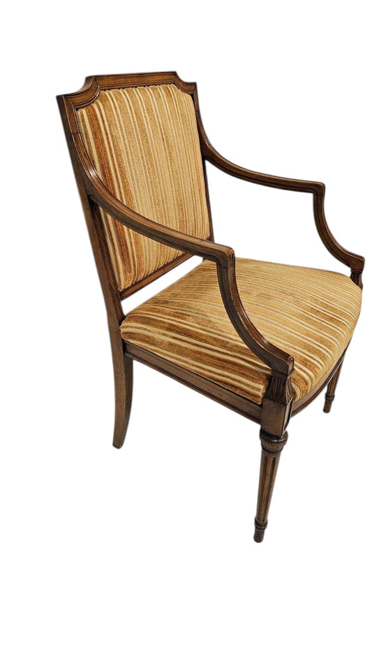 Midcentury Wood Arm Chair with Mustard Yellow Velvet Upholstery