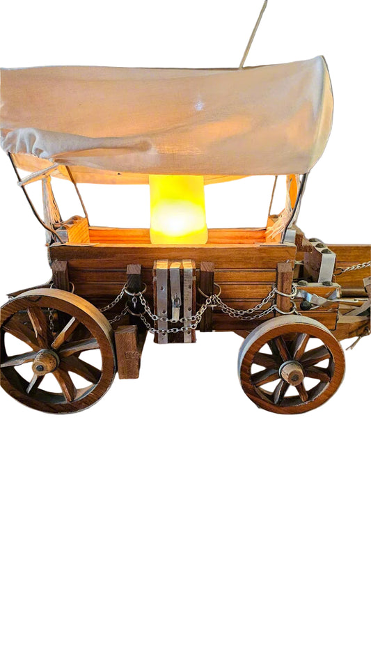 Americana Covered Wagon Lamp Country Western Decor
