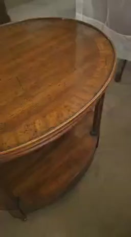 Oval Mahogony Lamp Table with Drawer and Writing Slab