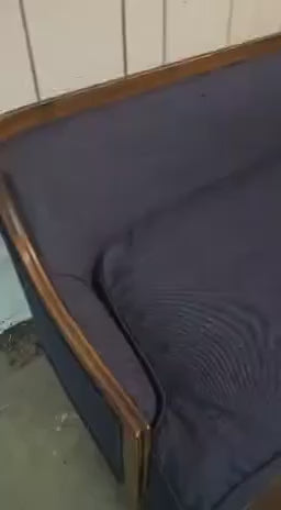 Cobalt Blue Couch with Wood Frame