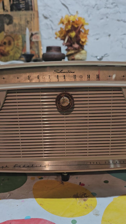Silvertone High Fidelity Tabletop Radio — Mid-Century Tube Radio with Dual Speakers