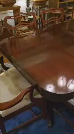 Dining Table Set with 6 Chairs & 3 Leaves – Duncan Phyfe Style Extension Table