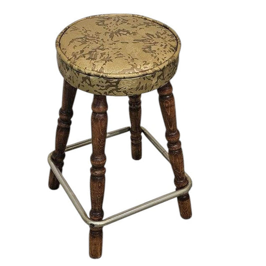 Stool with Groovy Green and Yellow Pattern