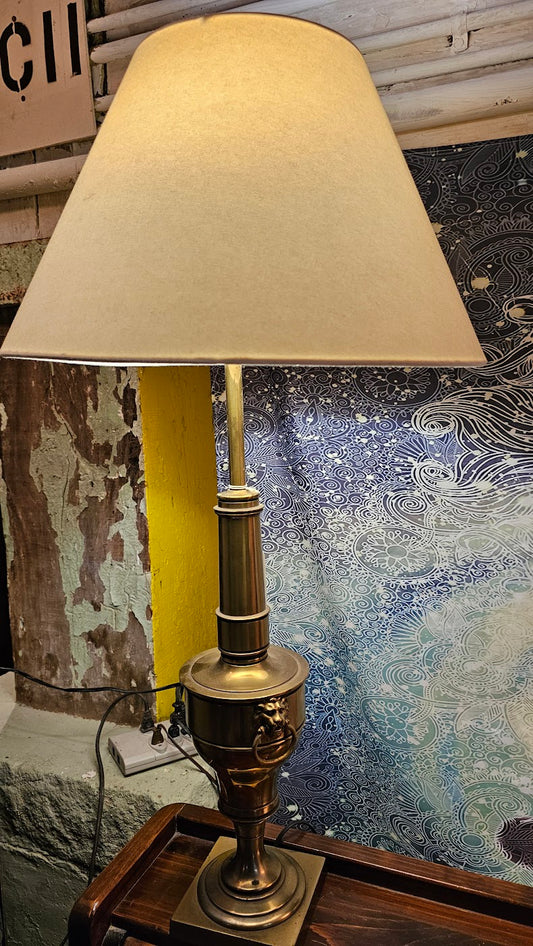 Stiffe Brand Brass Table Lamp with Lion Embellishments